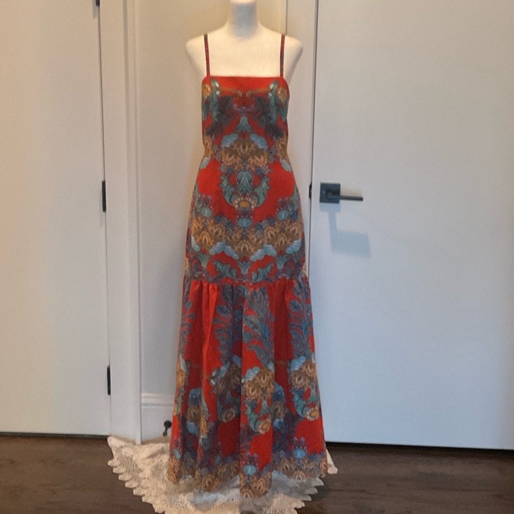 Borgo De Nor Red and Blue Floral Maxi Dress